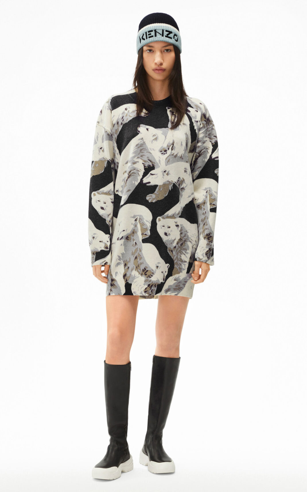 Robe Kenzo Femme The Hiver Capsule Polar Bear jumper Noir LSIRC-1095